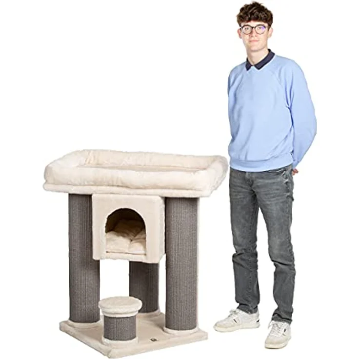 CanadianCat Company | Kratzbaum Calgary - beige - große Plattform, Kuschlhaus, Kuschelhöhle, dicke Sisalstämme, für große und schwere Katzen geeignet - Preisvergleich – Bild 1