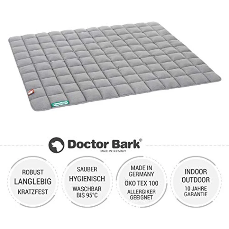 Doctor Bark Hundedecke - weiche, hochwertige Hundematte für große Hunde, robuste Indoor - Outdoor Liegedecke, waschbar bis 95°C (Gr. XL, Hellgrau) – Bild 2