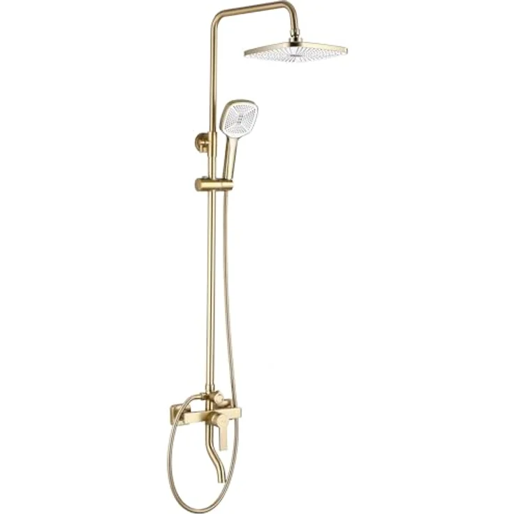 wohnwerk.idee Duschsystem Design Duscharmatur mit Regenbrause und Handbrause, chrom – Bild 5