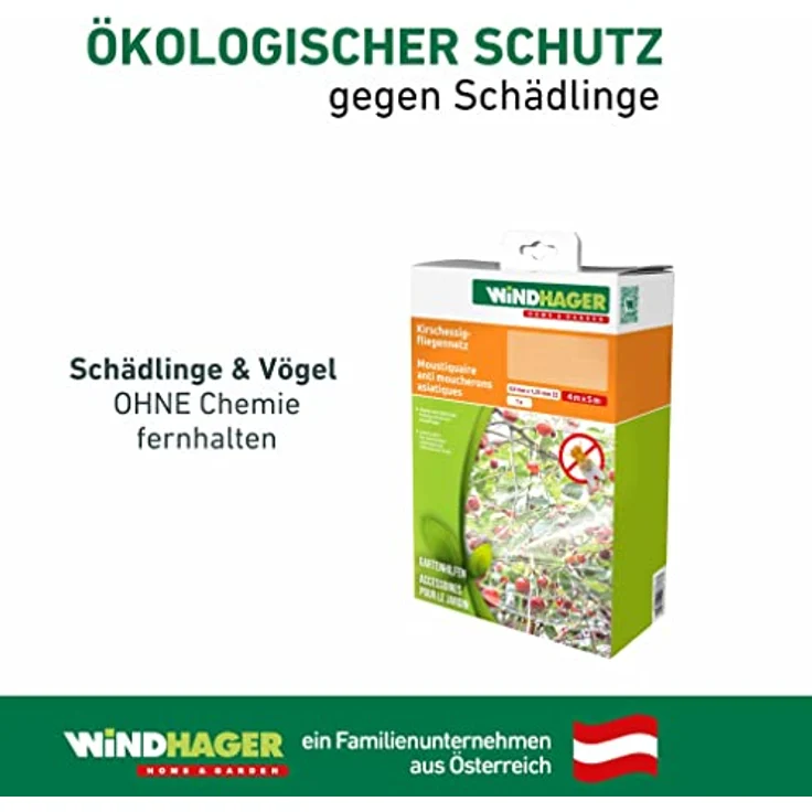 Windhager Schädlingsschutznetz, Kirschessigfliegennetz, 5x4 m, schützt Obstbäume vor Drosophila suzukii – Bild 5