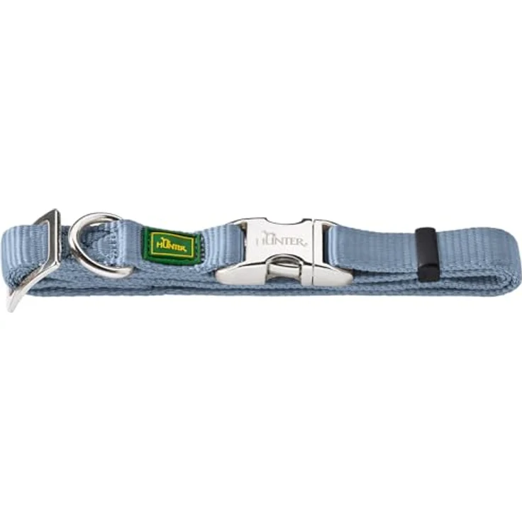 HUNTER Vario-Basic Halsband Aluminium Strong, Größe:M, Farbe:Rauchblau - Strapazierfähiges Hundehalsband für aktive Hunde – Bild 1