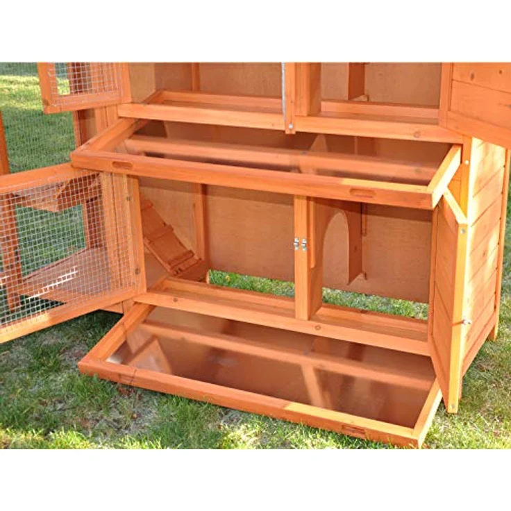 nanook Kaninchenstall Hasenstall XXL Meerschweinchenstall draußen Outdoor für 2 Hasen Volierendraht wetterfest Jumbo 138 x 48 x 109 cm, natur/braun – Bild 4