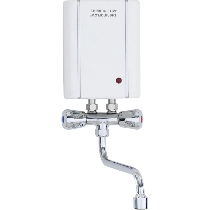 Thermoflow ELEX35ARM, Klein-Durchlauferhitzer mit Niederdruckarmatur, 3,5 kW, kompakt für Gäste WC und Büro