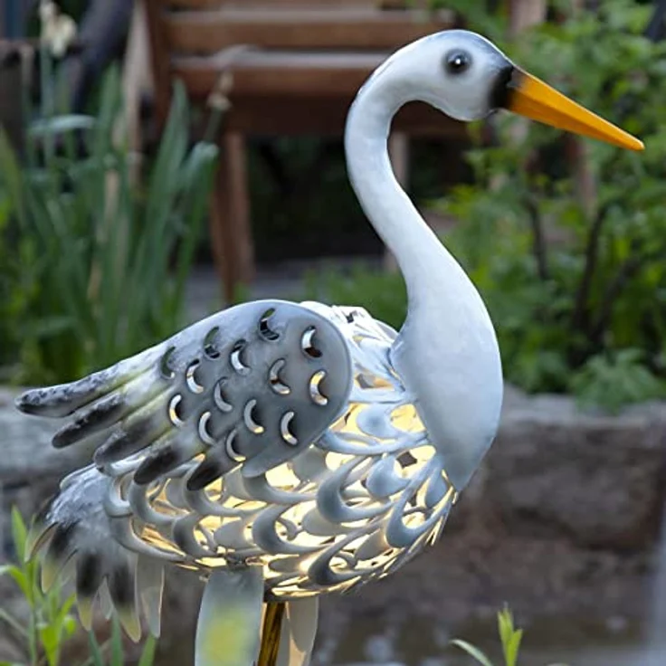 Star Trading LED-Solar-Figur HERON, warmweiß, Gartenfigur Fischreiher mit Dämmerungssensor, Höhe ca. 55cm – Bild 2