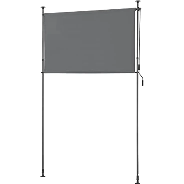 pro.tec Außenrollo Cimarra 200 x 270 cm Dunkelgrau - Balkonrollo Senkrechtmarkise mit Handkurbel und witterungsbeständigem Stahlgestell – Bild 1