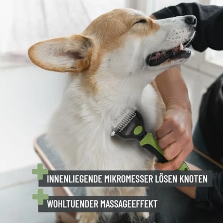 ReaVET Hundebürste & Katzenbürste Unterwollbürste für Langhaar I Mittlere Rassen (Größe S-M) I Entfernt Unterwolle & Verfilzungen I mit Massageffekt & Deckhaarschutz I Fellbürste für Hunde, Katzen – Bild 3