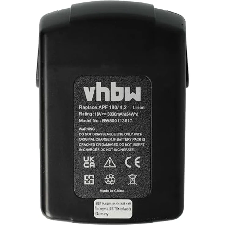 vhbw Akku Ersatz für Kress 98044607, 98044608, APF 180/2.1, APF 180/4.2 für Werkzeug (3000 mAh, Li-Ion, 18 V) - Hochleistungsakku für Powertools, langlebig und geprüft – Bild 3