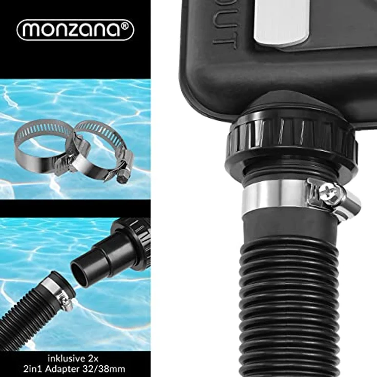 Monzana Sonnenkollektor 110x69x14cm 10000 L-h Höhenverstellbar 32-38mm Anschluss HDPE UV-Beständig Erweiterbar Poolheizung Solar Heizung Warmwasser Schwimmbecken – Bild 3