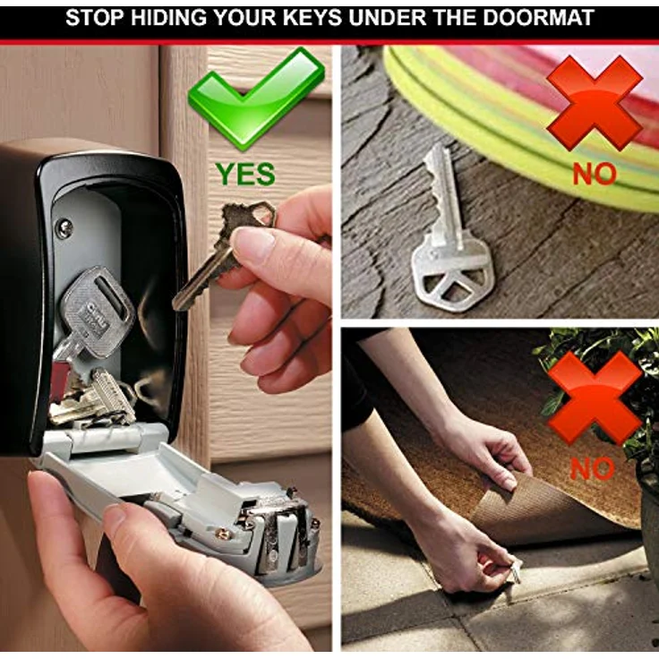 MASTER LOCK Schlüsseltresor [Medium] [Wandhalterung] [Zahlencode] - 5401EURD - Schlüsselsafe, Schwarz und Silber – Bild 2
