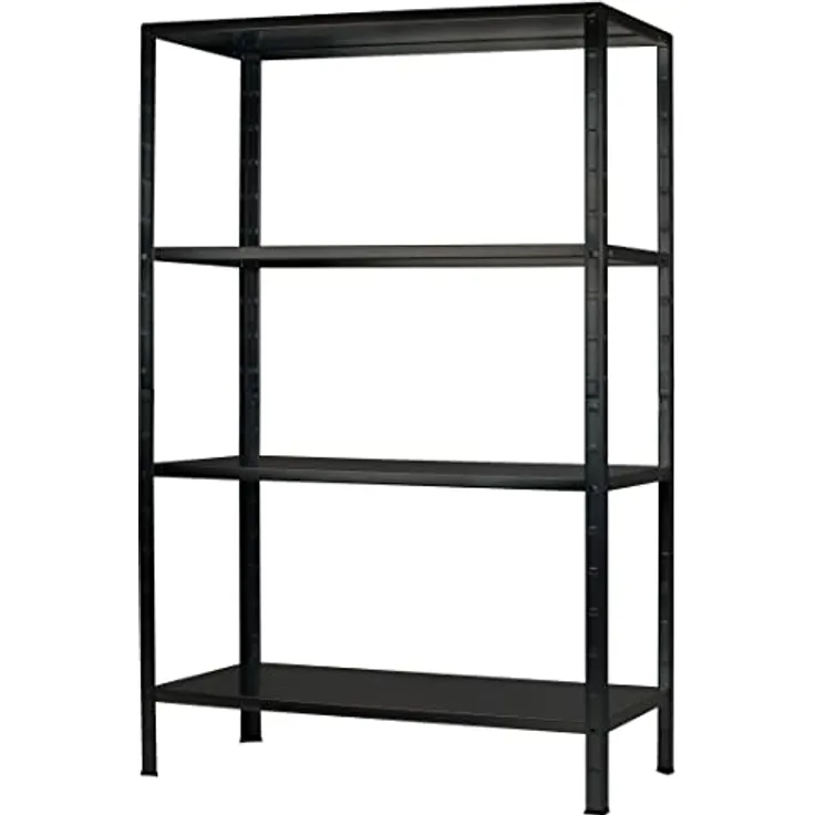SCHULTE Regalwelt Steckregal mit 4 PowerMAX Fachböden, 65 kg Tragkraft, 190x100x40 cm (HxBxT), schwarz-struktur, Lagerregal, Werkstattregal, Kellerregal, Garagenregal, Metallregal
