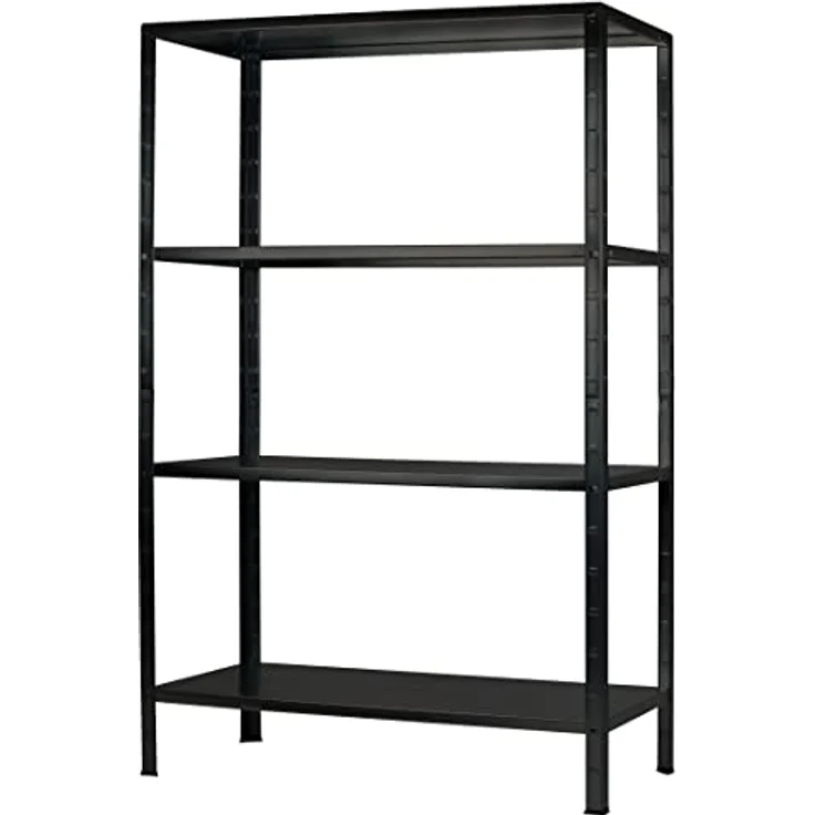 SCHULTE Regalwelt Steckregal mit 4 PowerMAX Fachböden, 65 kg Tragkraft, 190x100x40 cm (HxBxT), schwarz-struktur, Lagerregal, Werkstattregal, Kellerregal, Garagenregal, Metallregal – Bild 1