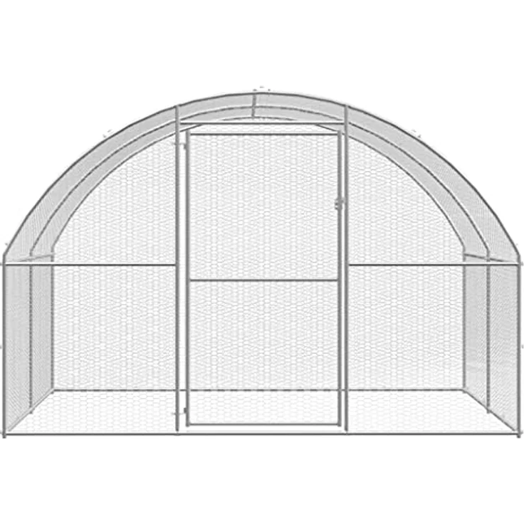 vidaXL Hühnerstall, Outdoor-Hühnerstall aus verzinktem Stahl, 3x4x2 m mit wasserfestem Dach, silber/silbergrau – Bild 6