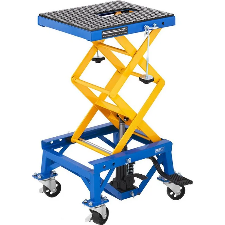 "MSW Motorradheber Scherenhebebühne 150 kg, fahrbare Hebebühne mit Rollen und U-förmigen Ösen, Stahlkonstruktion, höhenverstellbar von 34-92,5 cm"