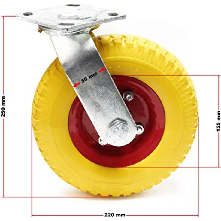 Transportrolle Bockrolle 220x58mm Lenkrolle mit schwingender Halterung pannensicher – Bild 3