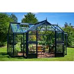 Juliana Gewächshaus 'Orangerie' 296 x 439 cm mit 3 mm Sicherheitsglas anthrazit, Made in Dänemark, 4 Dachfenster, doppelte Stalltür