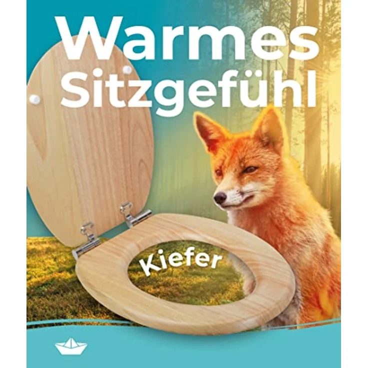 Calmwaters WC Sitz Modern Wellness, Absenkautomatik aus Kiefer Holz, individuelle Maserung, universelle O-Form, bis 150 kg belastbar – Bild 2