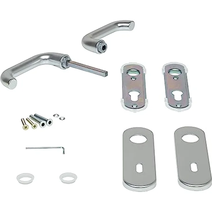 Hörmann Drückergarnitur D-110 Kurzschild, Aluminium Türgriff für Bundbart und Profilzylinder