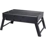 ProGarden Faltbarer tragbarer Holzkohlegrill schwarz Metall 29x43x23,5 cm, klappbar für unterwegs