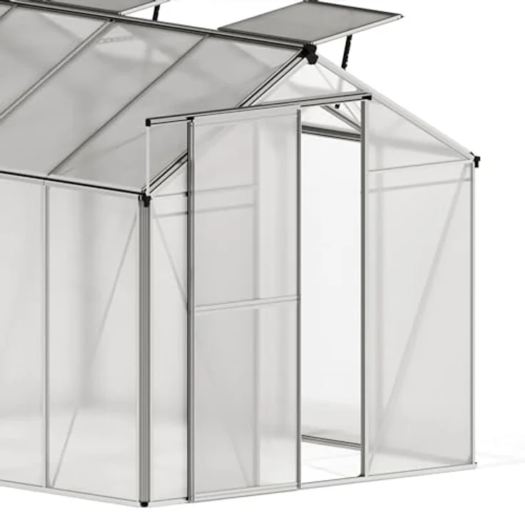 GFP Gewächshaus Jasmin 3 Alu-Rahmen 192 x 192 cm Polycarbonat Platten, stabiles Treibhaus mit Aluminiumkonstruktion, lichtdurchlässige Stegplatten – Bild 4