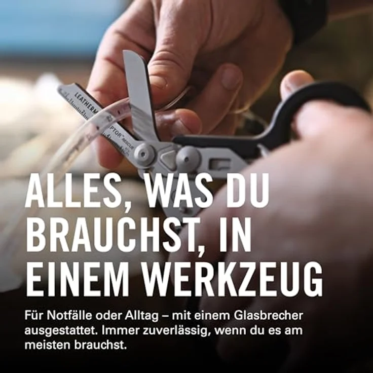 Leatherman Raptor Rescue, Notfall Klappschere mit Gurtschneider und Glasbrecher, für Profis, schwarz, mit Utility Holster – Bild 5