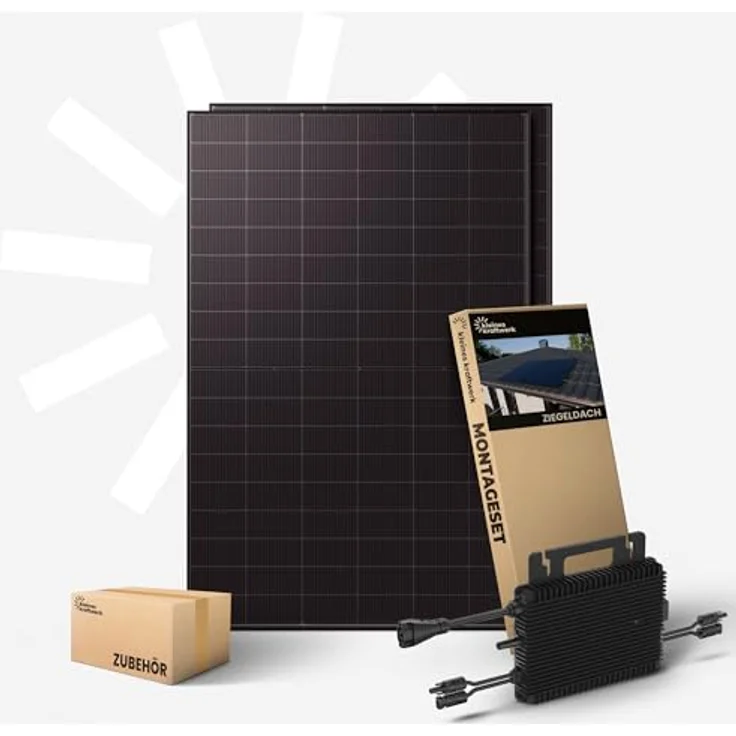 Kleines Kraftwerk Duo XL 1000W Balkonkraftwerk, 2×500W bifaziale Solarmodule, 800W Wechselrichter mit WiFi & Bluetooth, Ziegeldach-Halterung, 15 m Kabel – Bild 2