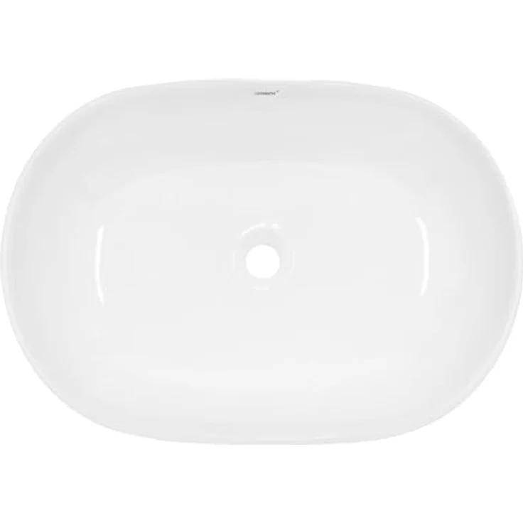 ecd germany Waschbecken Ovalform ohne Überlauf 600x420x145 mm Weiß aus Keramik – Bild 2