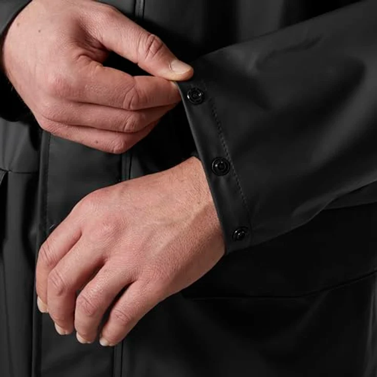 Helly Hansen Voss Rain Coat, Arbeitsjacke mit EN 343 Wetterschutz, packbarer Kapuze und verstellbaren Ärmelbündchen, Größe L – Bild 6