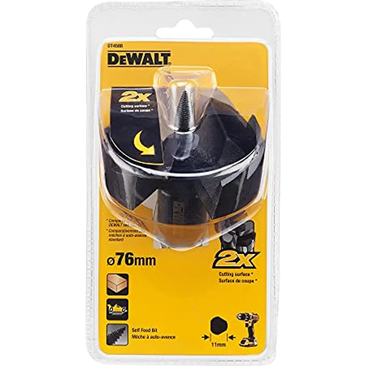 Dewalt Rapid-Holzbohrer 25 - 117 mm, extra scharf mit 3 Schneidkanten und aggressiver Zentrierspitze, Durchmesser 76 mm – Bild 3