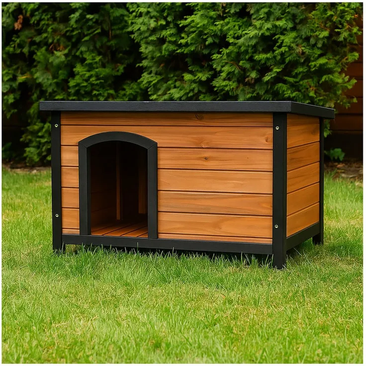 HTI-Living Hundehütte, Robuste Hundehütte mit Flachdach für kleine bis mittelgroße Hunde, 85,7 x 58 x 56 cm, witterungsbeständig