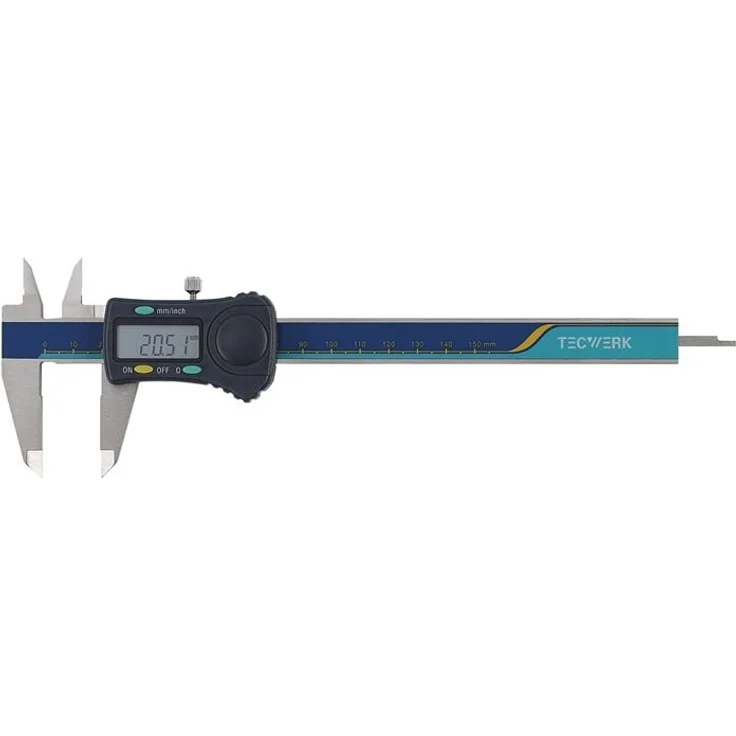 NORDWEST Messschieber DIN 862 150mm, digital mit Schutz gegen Schmutz und Beschädigungen, prüfpflichtig, inkl. Batterie CR2032