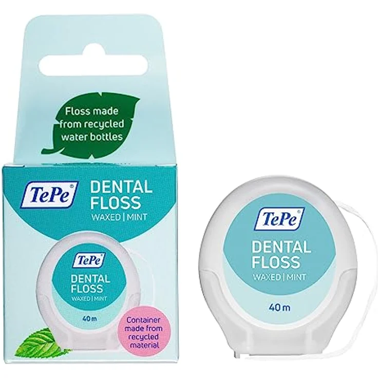 TePe Dental Floss, PFAS-freie Zahnseide mit pflanzlichem Wachs und Avocadoöl, weich und effizient für enge Zahnzwischenräume, 40 m – Bild 1