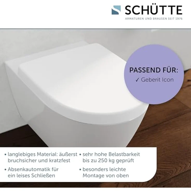 Schütte WC-Sitz D-Form Pro 7 Duroplast, Absenkautomatik und Schnellverschluss, weiß, bis 250 kg belastbar – Bild 7