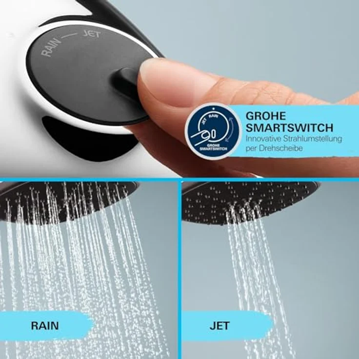 Grohe Vitalio Comfort 250 Duschsystem mit Thermostatbatterie, Handbrause Vitalio Comfort 110, schwenkbarer Brausearm, inkl. Monitoreinstellung, Antikalk-System – Bild 9