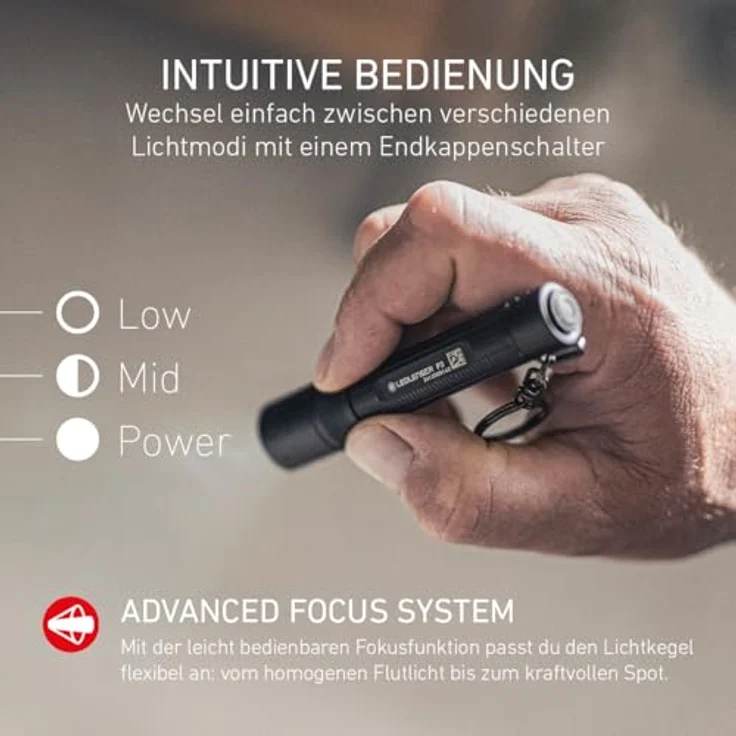 Ledlenser P3 Mini LED Taschenlampe, 130 Lumen, 110m Zoom, IP54, 6.5h Laufzeit, 43g, AAA-batteriebetrieben, Schlüsselanhänger Leuchte für Camping und Wandern – Bild 3