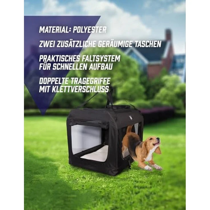 Spocado Palace Transporttasche für Hunde und Kleintiere - vielseitige Öffnungen, doppelte Tragegriffe, optimale Frischluftzufuhr - Schwarz, 60 x 42 x 42 cm – Bild 3