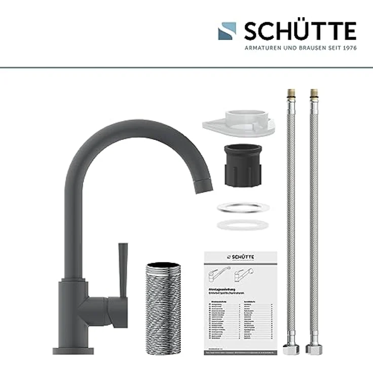 Schütte Spültischarmatur CORNWALL, energiesparende Cold-Start-Mischbatterie, 360° schwenkbar, Hochdruck, inkl. Montageset – Bild 7