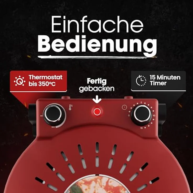 CLATRONIC Pizzaofen PM 3787, Pizzaofen 350°C für Steinofen Pizza, mit echtem Pizzastein – Bild 7