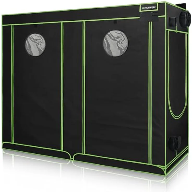 HIGHWERK Growzelt 120 x 240 x 200 cm, Indoor Grow tent, lichtundurchlässig, schwarz-grün, für Homegrow und hydroponische Aufzucht – Bild 3