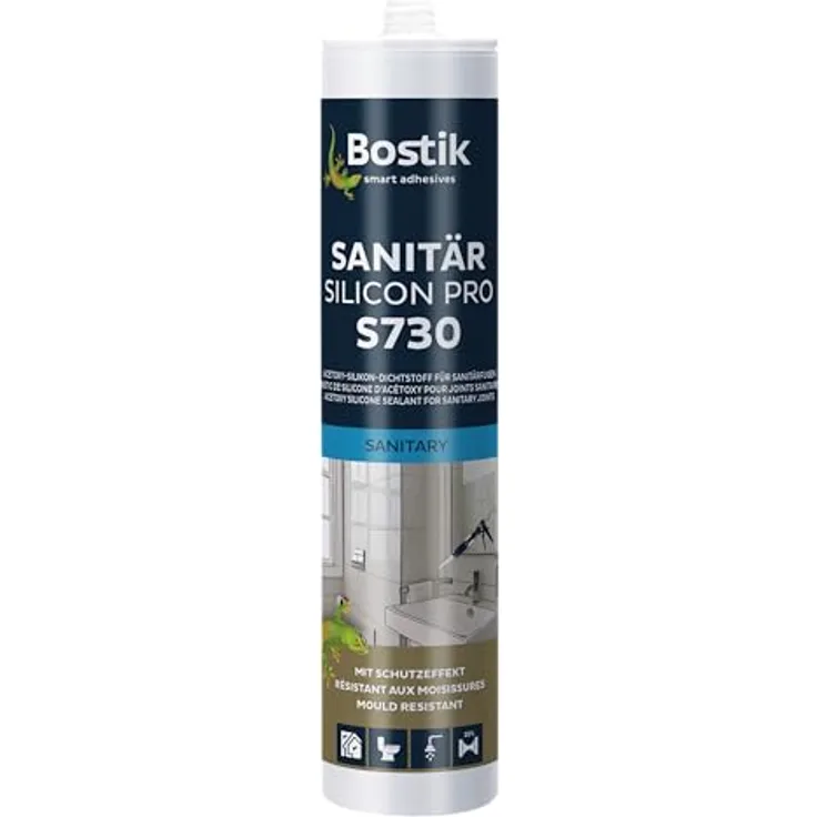 BOSTIK S730 Sanitär Silikon Pro, hochbeständig und wasserfest, schwarz, 300ml