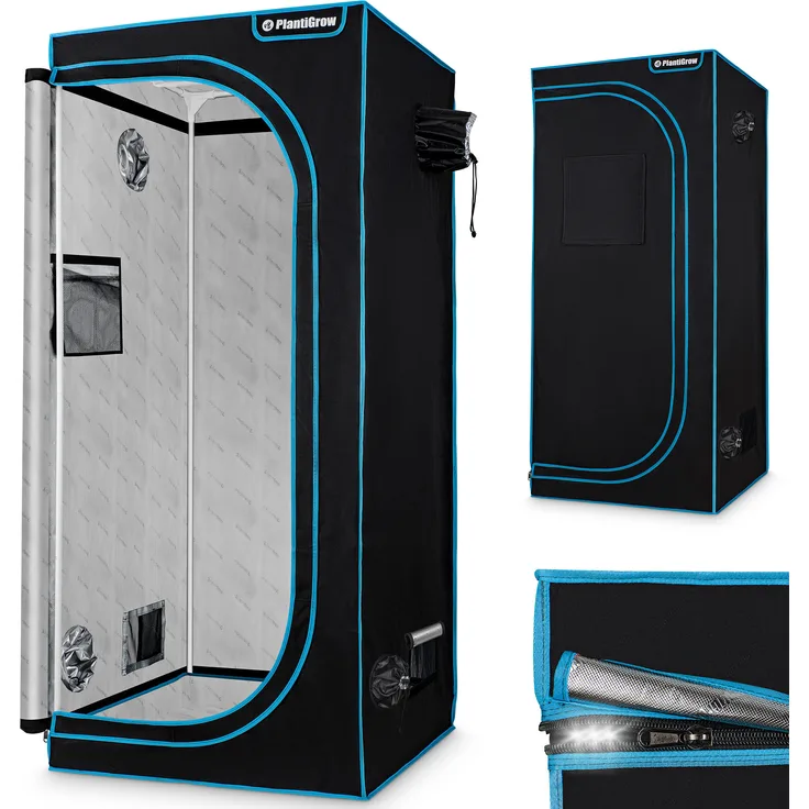 PlantiGrow Growbox 120x60x180, Indoor Gewächshaus mit stabilem Metallrahmen und lichtundurchlässigem Stoff, für optimales Pflanzenwachstum