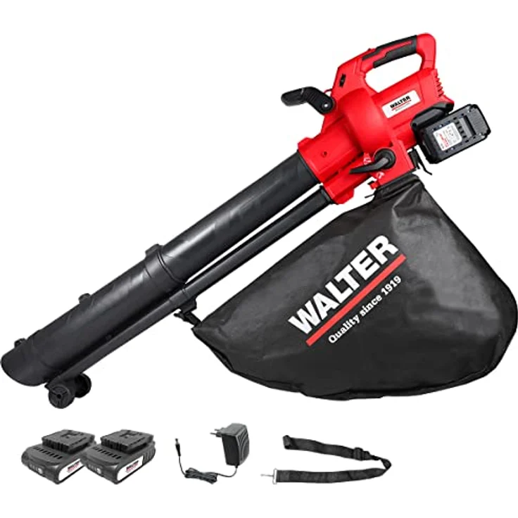 WALTER Professional Li-Ion Akku-Laubbläser und Laubsauger 40V, Blasgeschwindigkeit 160-210 km/h, 10,3 m³/min Einsaugvolumen, 45 l Laubsackkapazität, 3,4 kg, inkl. Tragegurt – Bild 9