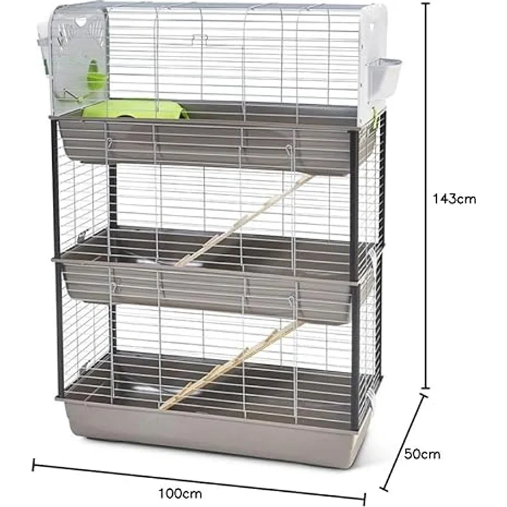 Savic Caesar 3 Dreifach Knock Down, faltbares Gehege mit Plastikzubehör und Holzleitern, 100 x 50 x H 143 cm, in verschiedenen Farben – Bild 6