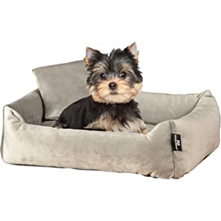Rohrschneider Hundebett Kuschelsofa Hund Weich + Hundekotbeutelset (S, Taupe) – Bild 2
