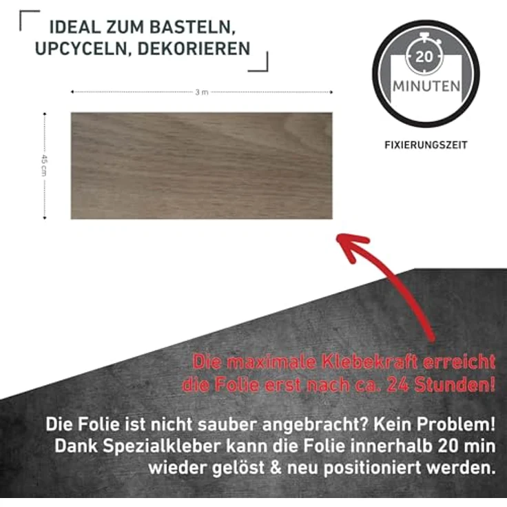 Venilia Kiefer Taupe Klebefolie Dekofolie Möbelfolie Tapeten selbstklebende Folie, PVC, Natur-Holzoptik grau, Stärke: 0,095 mm, 53156, 45 x 300 cm - Preisvergleich – Bild 2