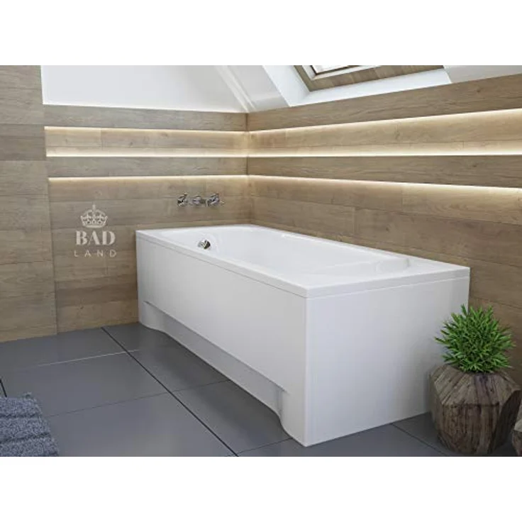 Polimat BADLAND Badewanne Original Rechteck MEDIUM 190x80 cm, Weiß Acryl, Komplettset mit Acrylschürze, Füßen und Chrom Automatik Ablaufgarnitur, Made in EU 4in1 – Bild 2