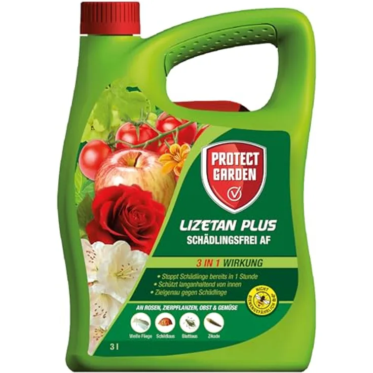 PROTECT GARDEN Lizetan Plus Schädlingsfrei AF, 3 l Spray, Gelb - Effektive Schädlingsbekämpfung an Zierpflanzen, Rosen, Obst und Gemüse