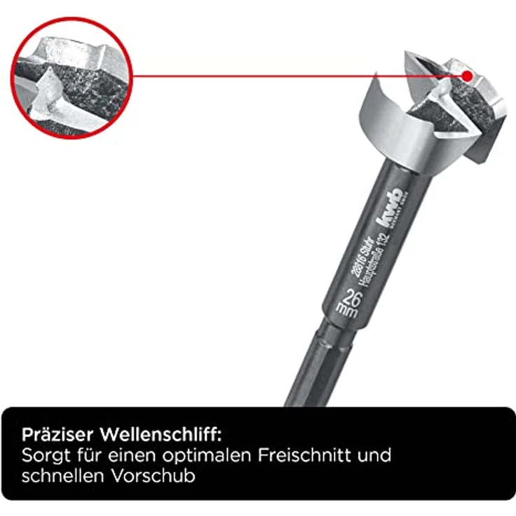 kwb 706360 Forstnerbohrer 60 mm, geschmiedet mit präzisen Schneiden für ausrissfreie Bohrlöcher, blank mit schwarzen Nuten – Bild 3