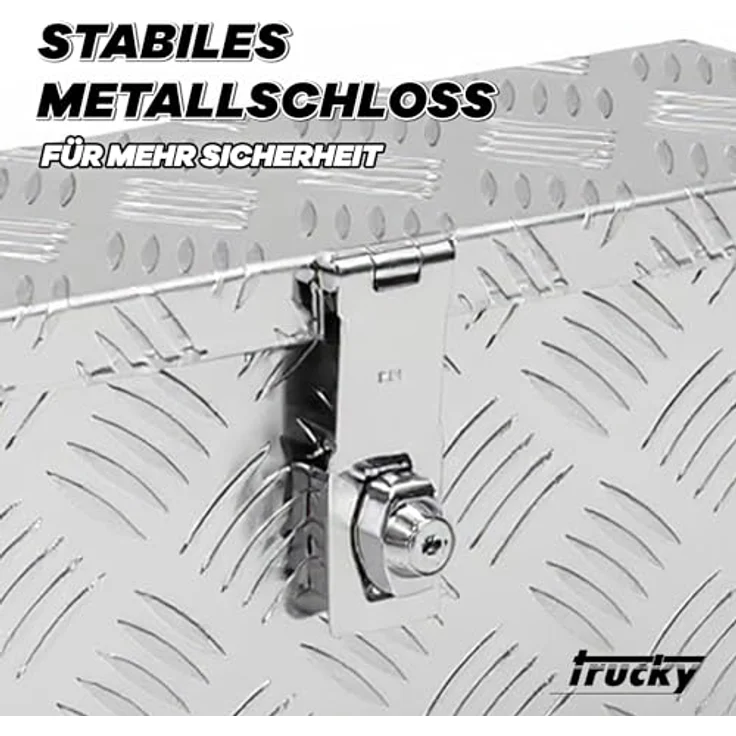 Trucky D015, Werkzeugbox aus Aluminium, 50 x 14 x 20 cm, mit Schlüssel und Ersatzschlüssel, verschließbar, robust – Bild 3