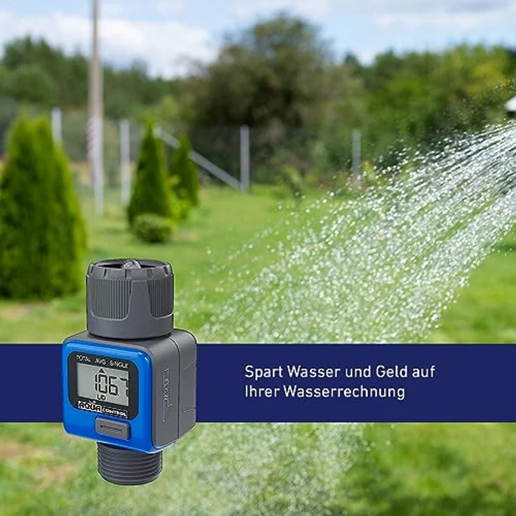 Digitaler Durchflussmesser für Wasserhahn oder Schlauch. 3/4-Zoll-Gewinde, misst Ihren Aufwand und spart Wasser, wenn Sie Ihre Pflanzen bewässern. Mit mehreren Funktionen. Knopfzelle im Lieferumfang – Bild 4