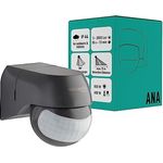 Oktaplex Ana Bewegungsmelder Aussen schwenkbar 230V IP44 180° Bewegungssensor 12m Reichweite anthrazit Aufputz Infrarot-Sensor